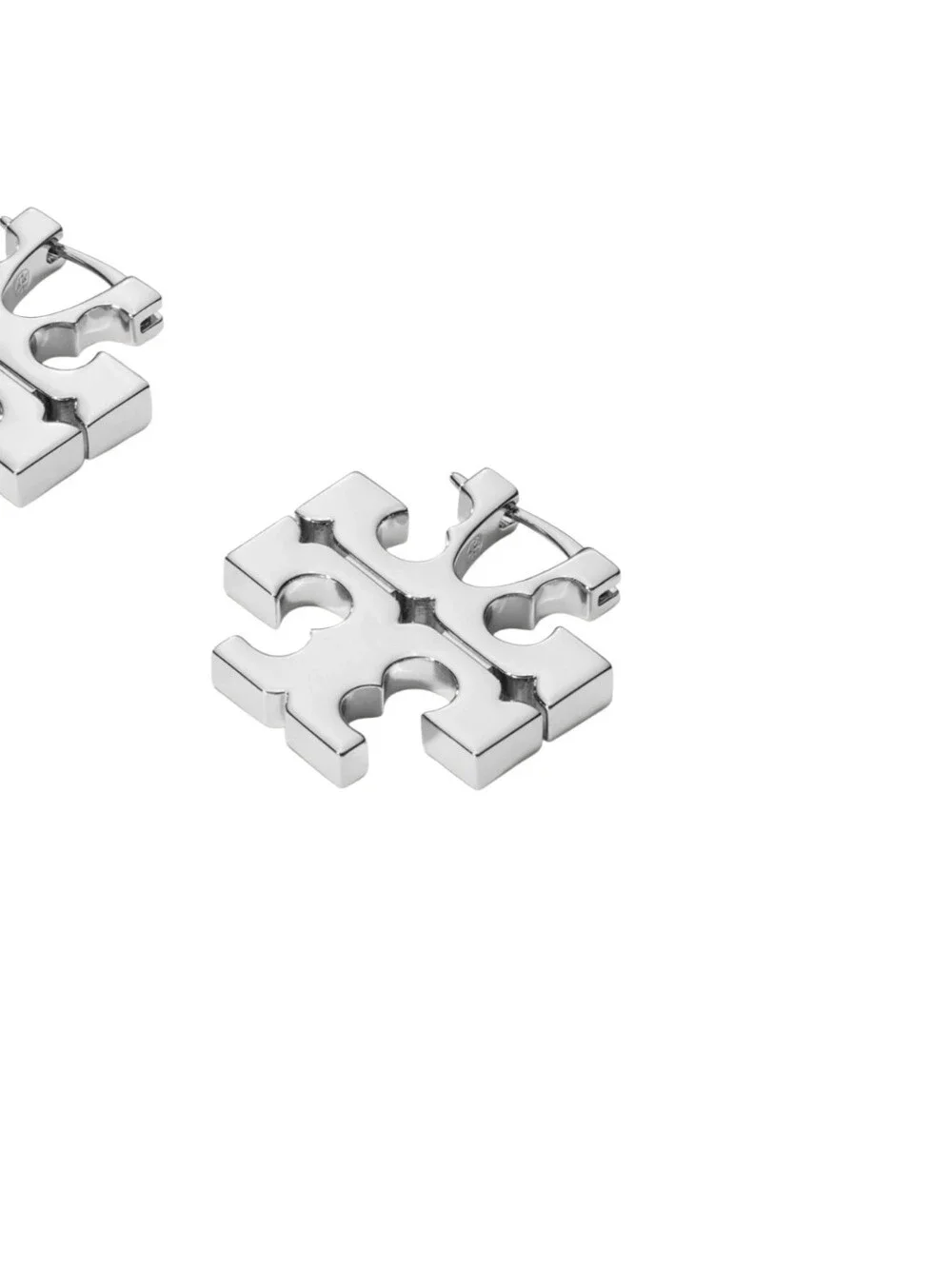 Tory Burch Icon Hidden Hoop Earrings in Light Silver